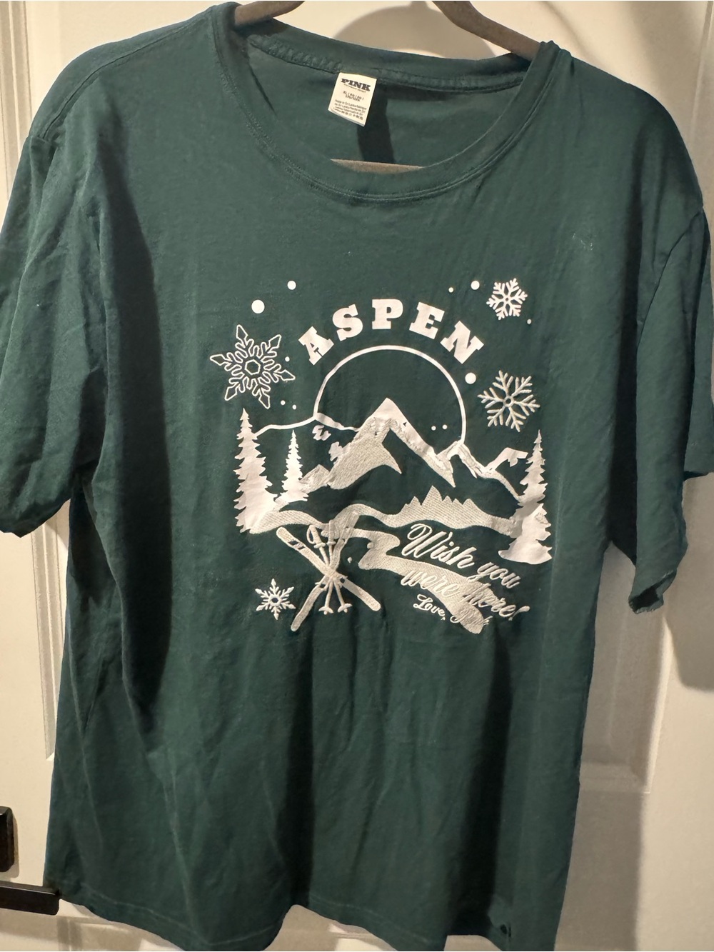 PINK Victoria's Secret Forest Green Aspen Graphic Tee